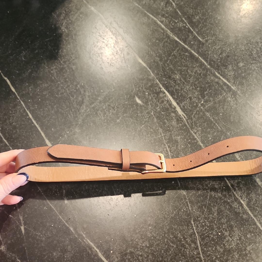 Womens Brown Belt One Inch Width Gold Buckle